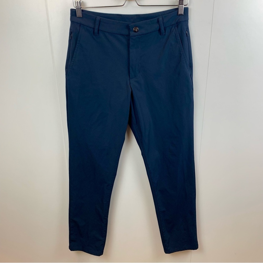 Birddogs Navy Blue Tech Pants Slim Fit Stretch Zipper Pockets 30W x 30L *hemmed*